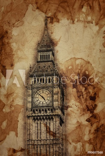 Bild på Aged vintage sepia toned Big Ben London